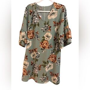 Floral Print Ruffle Sleeve dress